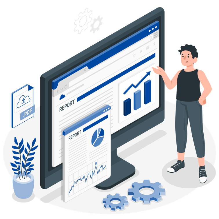 Man looking at several computer screens