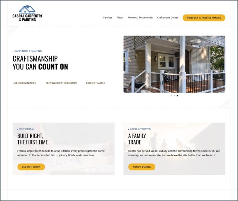 Cabral Carpentry website, after