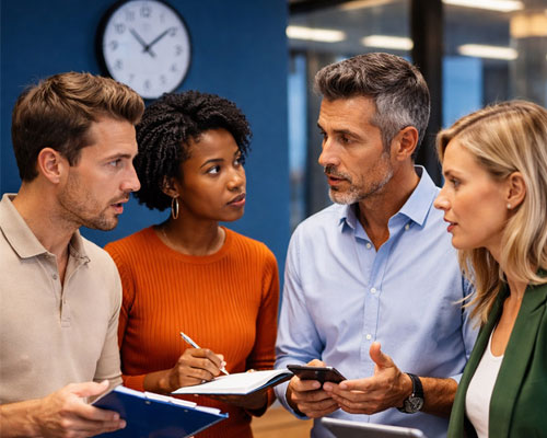 Group of professional people having a discussion