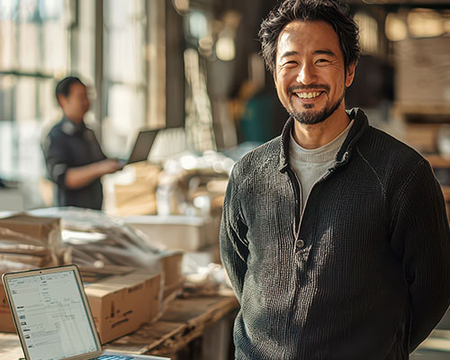 Smiling small business owner